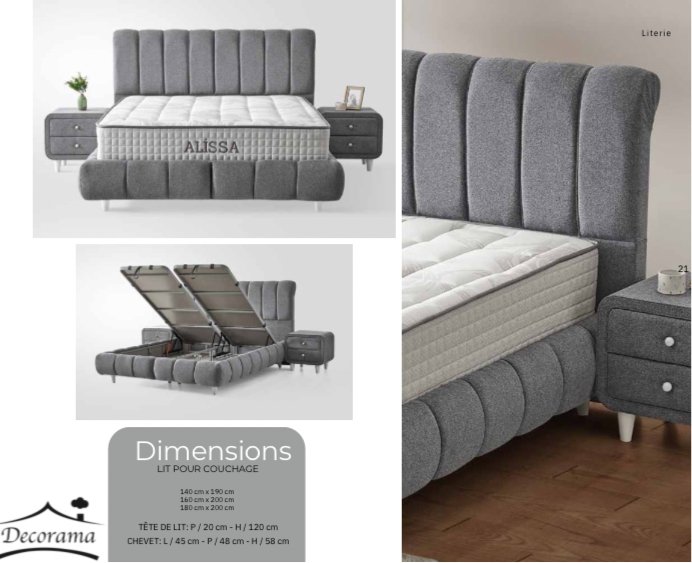 lit coffre alissa gris vue de face design moderne